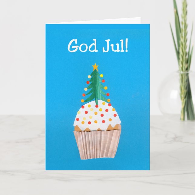 Christmas Cupcake Card with  Swedish Greeting (Front)