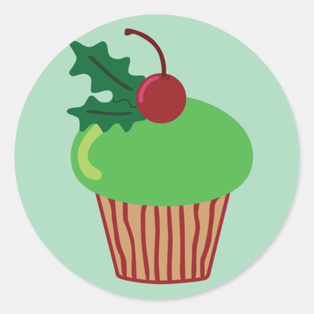 Christmas Cupcake Classic Round Sticker (Front)