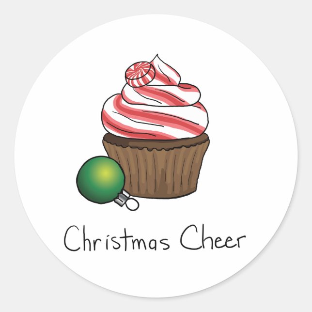 Christmas Cupcake Classic Round Sticker (Front)