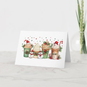 Christmas Cupcake Drinks Holiday Treats & Snowmen Card