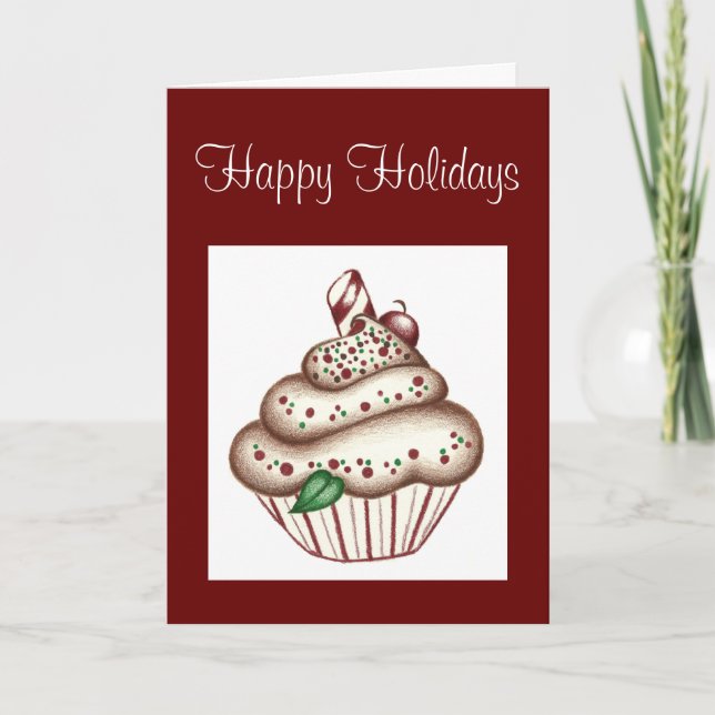 Christmas Cupcake Greeting Card Invitation (Front)