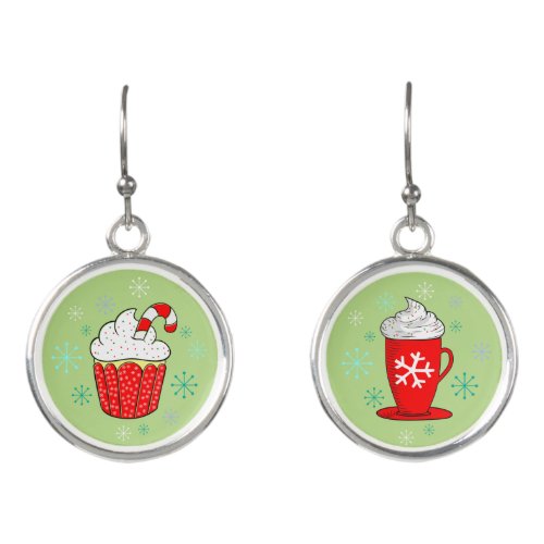 Christmas Cupcake  Hot Chocolate Holiday Earrings