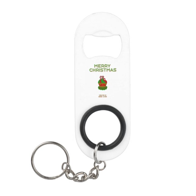 Christmas Cupcake Mini Bottle Opener Keychain (Front)