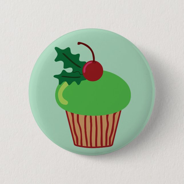 Christmas Cupcake Pinback Button (Front)