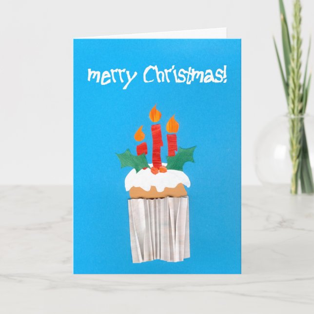 Christmas Cupcake with Candles Holiday Card (Front)