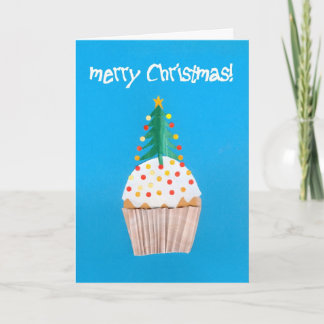 Christmas Cupcake with Christmas Tree Holiday Card