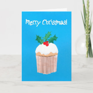 Christmas Cupcake with Holly Holiday Card