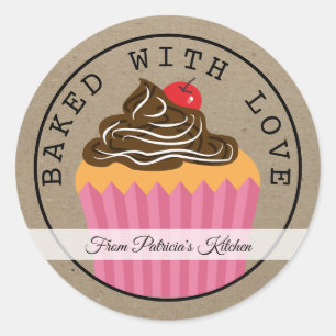 Christmas Cupcakes Baked With Love Kraft Classic Round Sticker