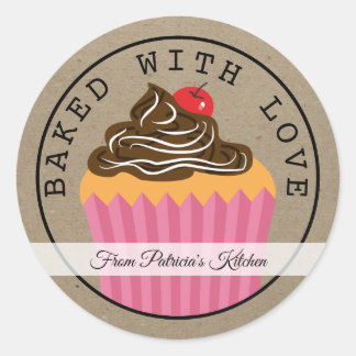 Christmas Cupcakes Baked With Love Kraft Classic Round Sticker