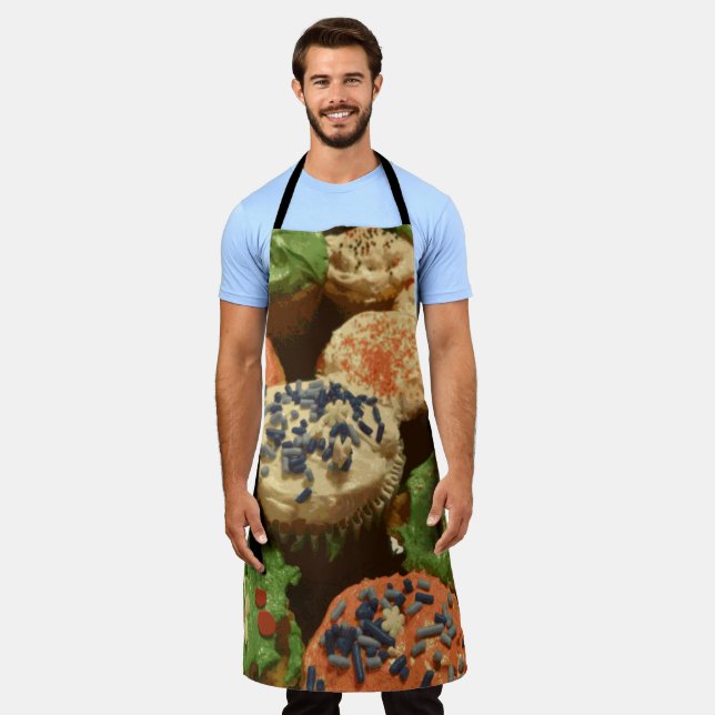 Christmas Cupcakes with Sprinkles Apron (Worn)