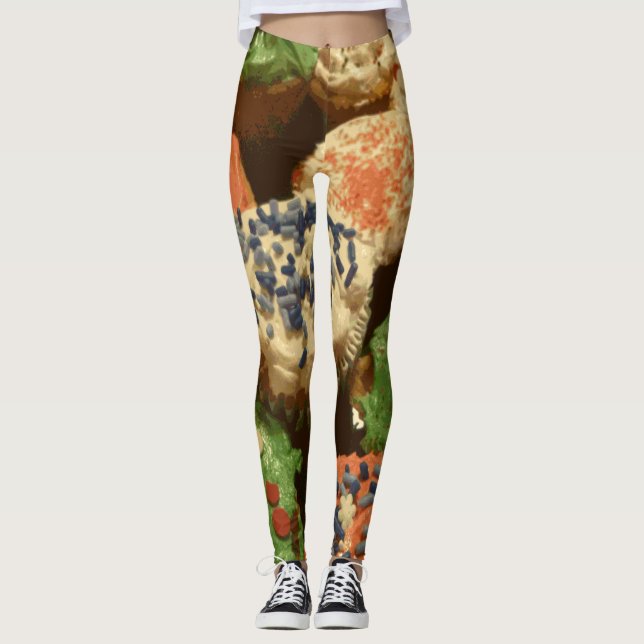 Christmas Cupcakes with Sprinkles Leggings (Front)