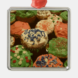 Christmas Cupcakes with Sprinkles Metal Ornament