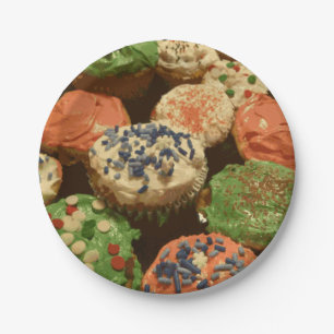 Christmas Cupcakes with Sprinkles Paper Plates