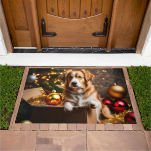 Christmas Curious Dog Doormat