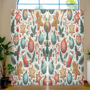 Christmas curtains with winter motifs