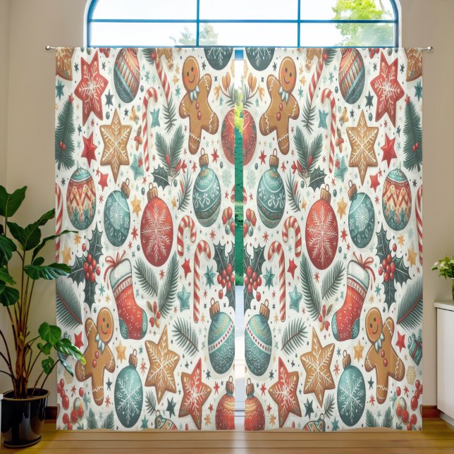 Christmas curtains with winter motifs (Living Room)