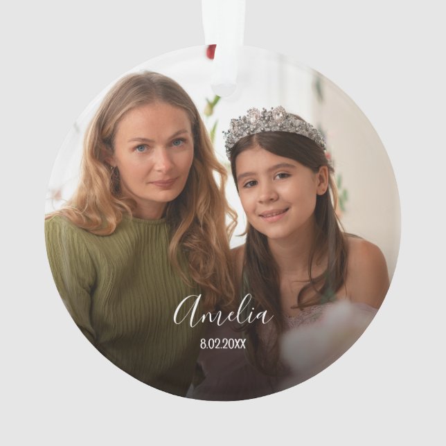  Christmas Custom 2-photo White Script Ornament (Back)