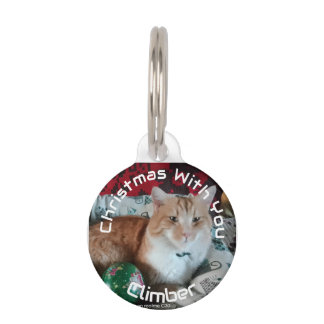 Christmas Custom Cat Two Photos Name Pet ID Tag
