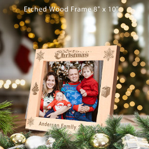 Christmas Custom Family Name Tree Snowflakes 10x8 Engraved Frames