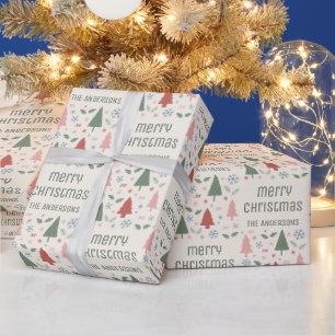 Christmas Custom Family Name Wrapping Paper