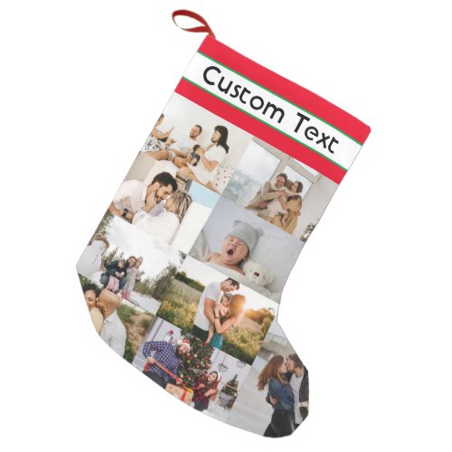 Christmas Custom Family Photo Collage custom text Small Christmas Stocking