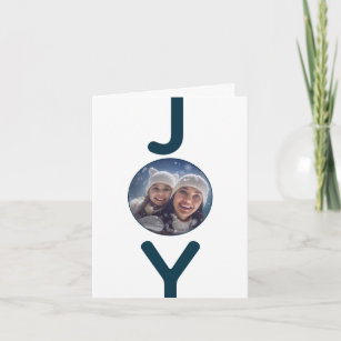 Christmas custom family photo Joy blue card