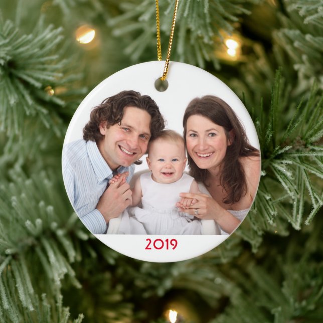 Christmas Custom Family Photo Template 2019 Cool Ceramic Ornament (Tree)