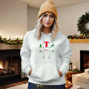 Christmas Custom Monogram & Name Women Hoodie
