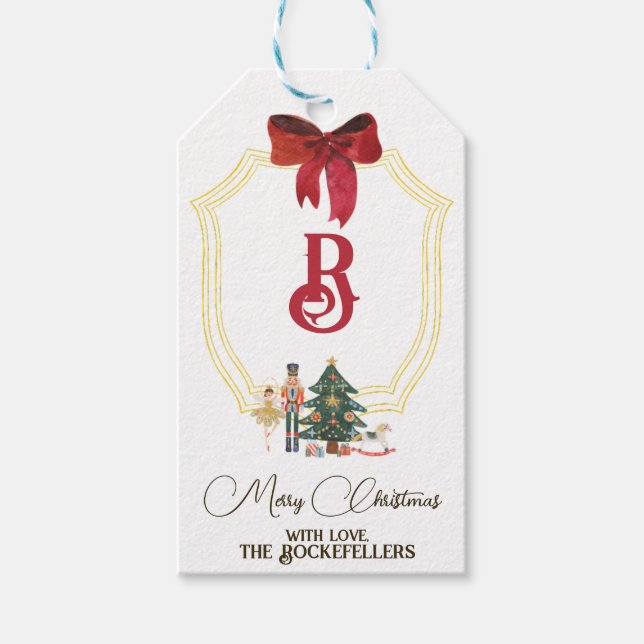 Christmas Custom Monogram Nutcracker Gift Tags (Front)