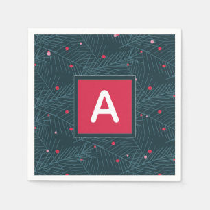 Christmas Custom Monogram Red Green Holiday Napkins