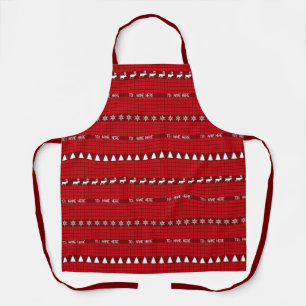 Christmas Custom Name Red White Knitted Sweater Apron