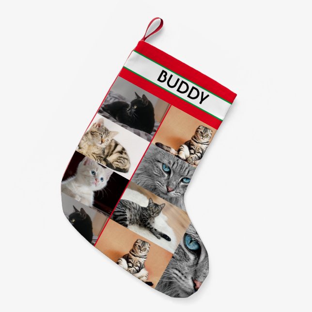 Christmas Custom Pet Name Photos Personalized Cat Small Christmas Stocking (Front (Hanging))