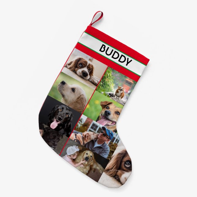 Christmas Custom Pet Name Photos Personalized dog Small Christmas Stocking (Front (Hanging))
