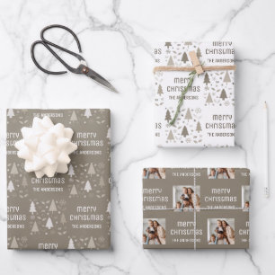 Christmas Custom Photo Family Name Wrapping Paper Sheets