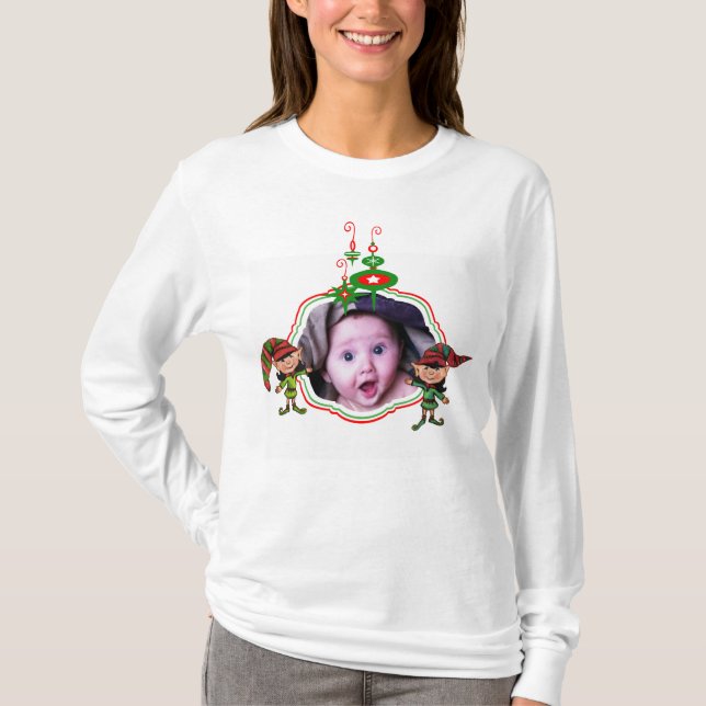 Christmas Custom Photo & Text T- Shirt (Front)
