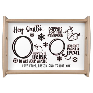Christmas Custom Santa's Milk and Cookie  Serving Tray