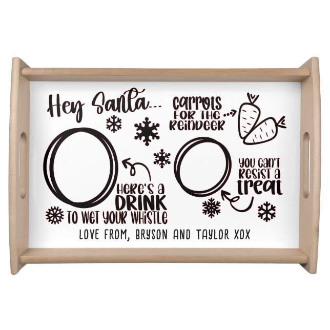 Christmas Custom Santa's Milk and Cookie  Serving Tray (Front)