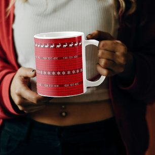 Christmas Custom Text Red White Knitted Sweater Coffee Mug