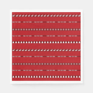Christmas Custom Text Red White Knitted Sweater Napkins