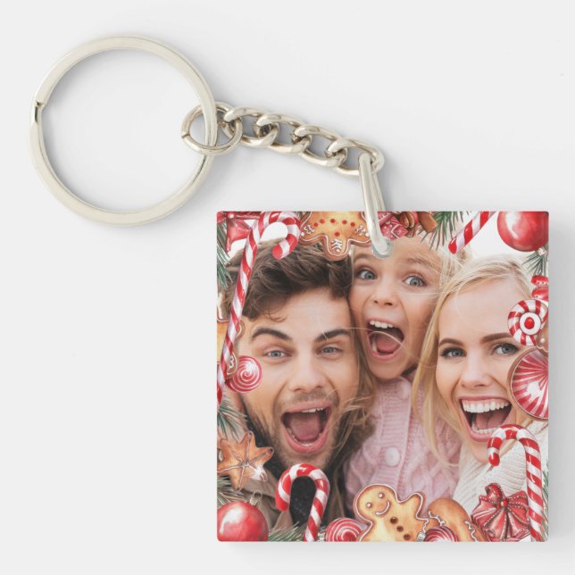 Christmas Custom Two Photo Double Sided Acrylic Keychain (Front)