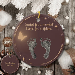 Christmas Custom Your Baby Foot Prints Butterfly Ceramic Ornament