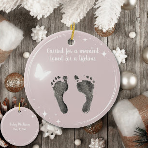 Christmas Custom Your Baby Foot Prints Butterfly Ceramic Ornament