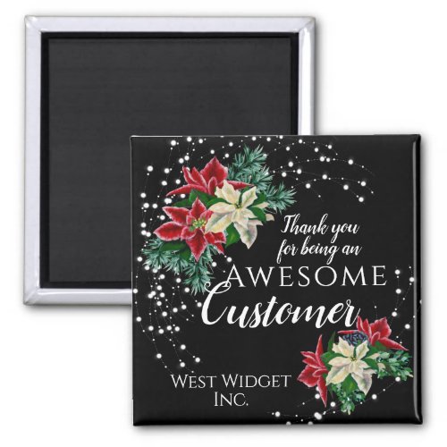 Christmas Customer Appreciation Floral Black Magnet