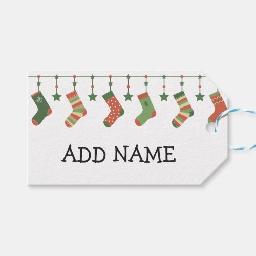 Christmas customizable name xmas socks gift tags