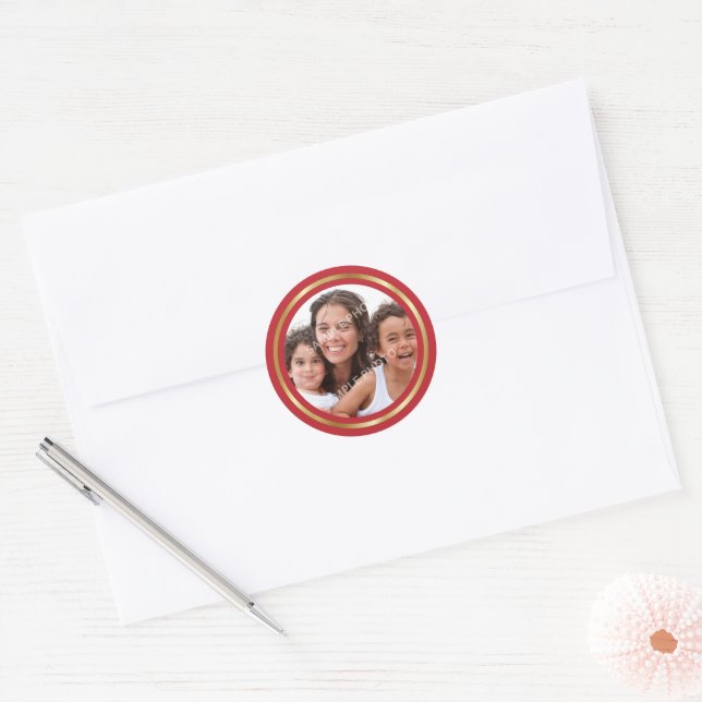 Christmas Customizable Photo Classic Round Sticker (Envelope)