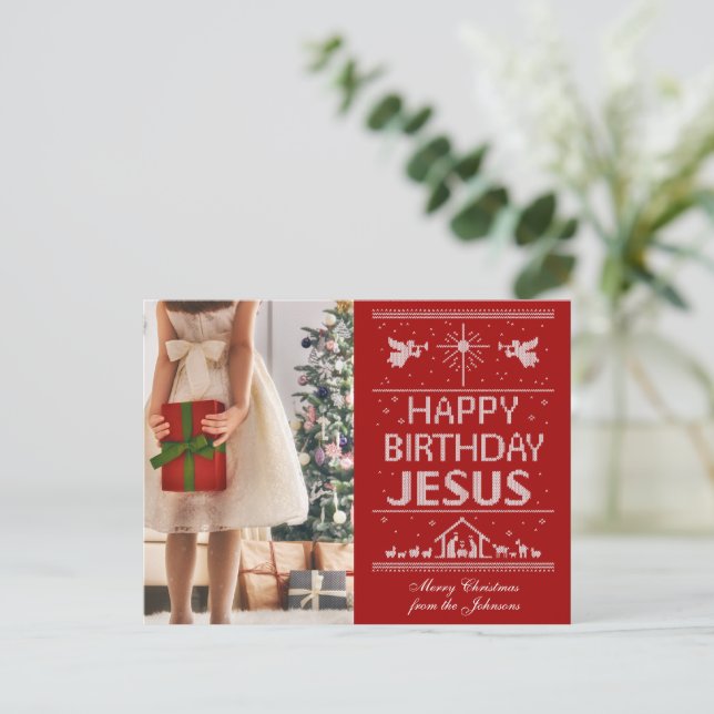 Christmas Customize Happy Birthday Jesus Christian Holiday Postcard (Standing Front)