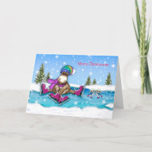 Christmas Customize W/Any Name Ice Skating Moose