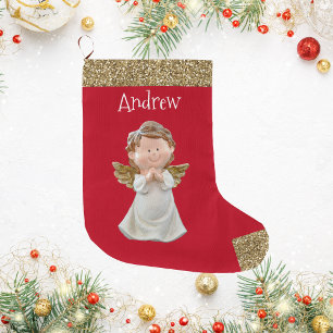 Christmas Cute Angel, Add Name,  Large Christmas Stocking