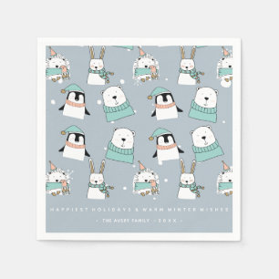 Christmas Cute Animals Cartoon style Personalized Napkins