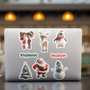 Christmas Cute Animated Personalized name Sticker